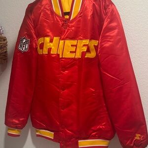 Red and yellow Chiefs NFL Satin Reversible Starter  Jacket